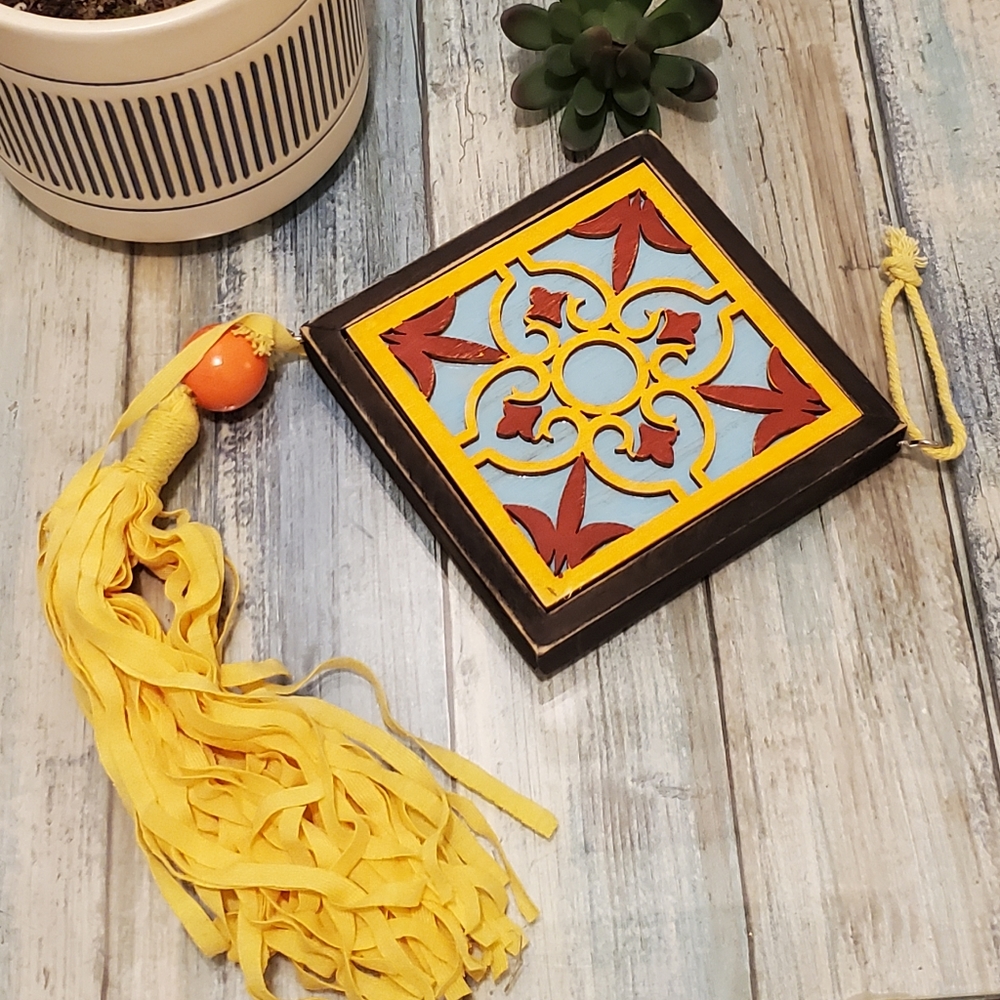 Boho wall hanging Wall art decor wood tassle